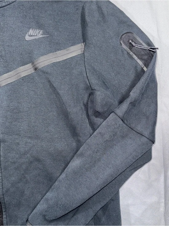 Nike Hoodie Mens Medium Gray Tech Fleece Windrunner Full Zip Sweatshirt - Picture 6 of 8